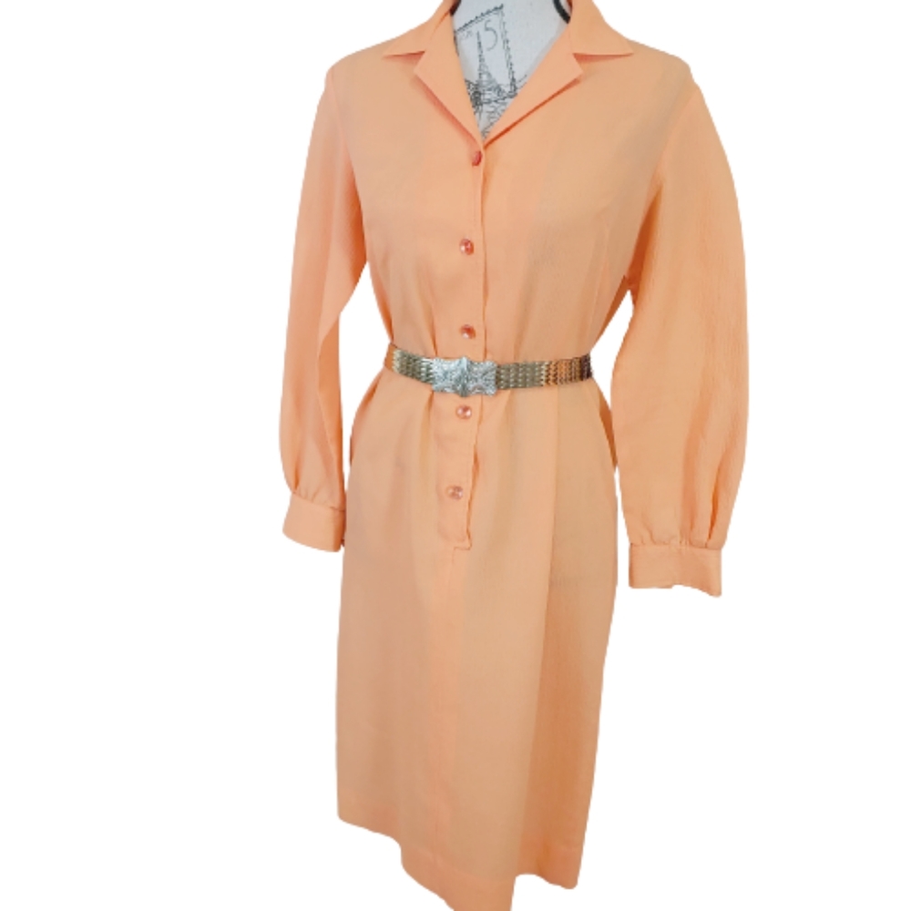 Vintage 60's Peach Long Sleeve Tunic Shirt Dress